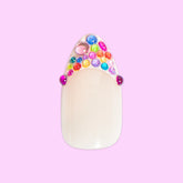 Rainbow Rhinestone French - Press On | Medium | Almond