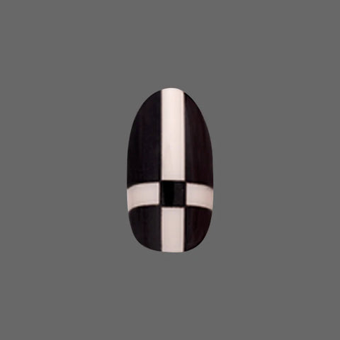 Geometric Plaid | Medium | Oval - Tab Press-On