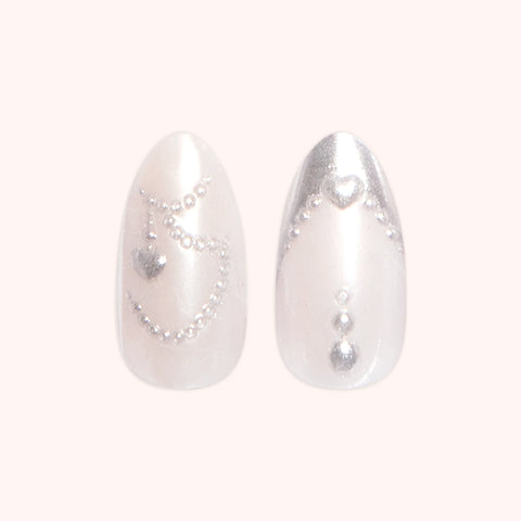 Pretty in Pearls French - Press On | Medium | Almond