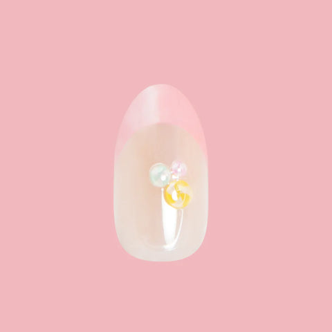 Frosted Candy Pink French - Press-On | Medium | Oval