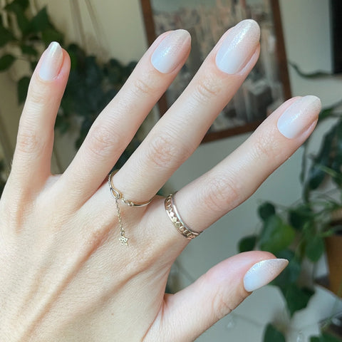 Pink Glitter Gradient - Press-On | Medium | Oval