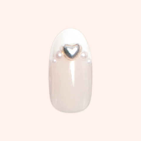 Classic French with Pearls and Bows - Press On | Medium | Oval