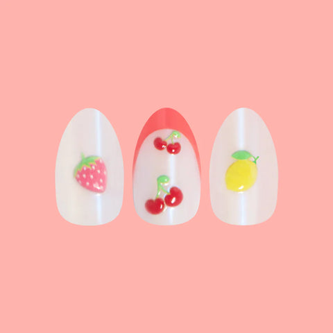 Puffy Fruits - Press-On | Medium | Oval