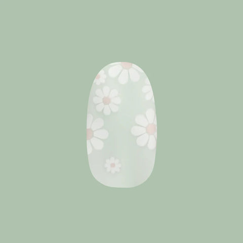 Teal Chrome Flower Shower - Press-On | Short | Round
