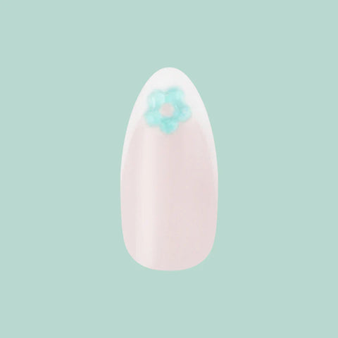 Puffy Flower Chrome French - Press-On | Medium | Almond