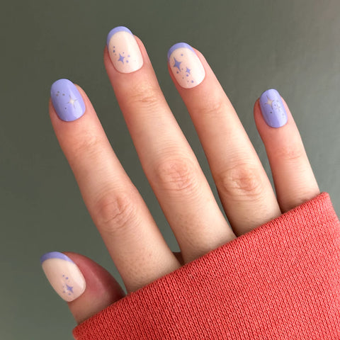 Mixed Purple Sparkle | Extra Short | Round - Tab Press-On