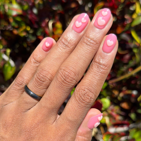 3D Crystal Hearts - Press-On | Extra Short | Round